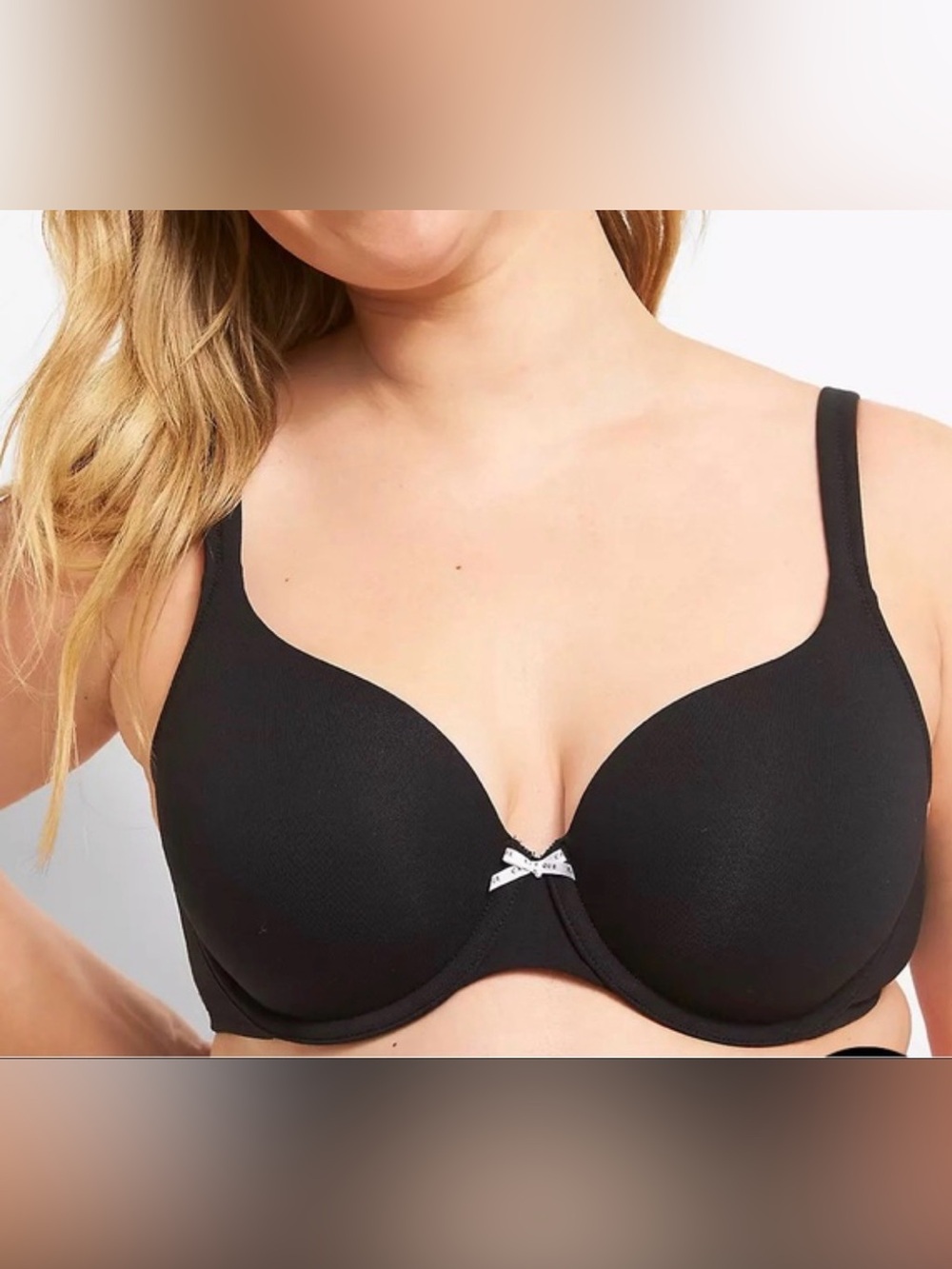Cacique Black Seamless Underwire T-Shirt Bra with Bow